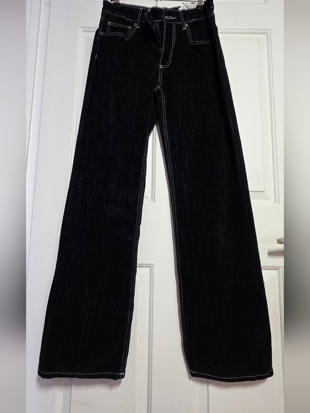 Zara TRF Flocked Straight Leg Jeans Denim Pants - Picture 8 of 11